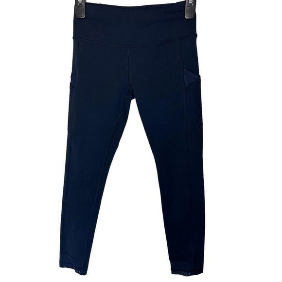 Ivivva Rhythmic Leggings Navy Blue with Mesh and‎ Pockets Size: 12 - Picture 1 of 4